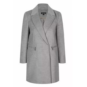 Topshop Meg Zip Pocket Felted Coat Graycamel | Color: Gray | Size: 8 |
